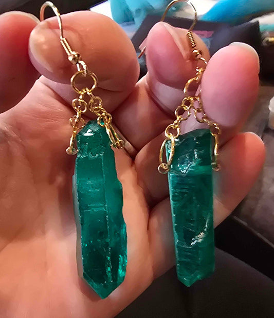 Green Quartz Dangle Earrings